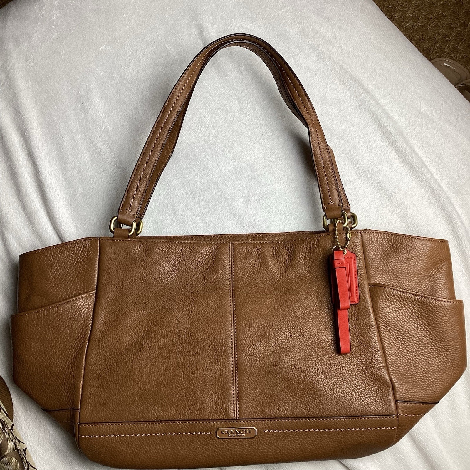 Coach F23284 Tote Bag Smooth Park Leather Carryall British Tan Handbag Purse